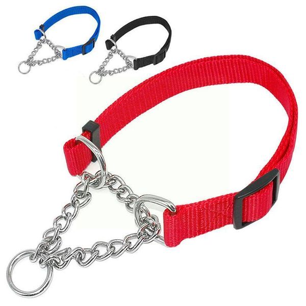 

dog collars & leashes misterolina nylon collar with welded link chain pet adjustable size accessories training dogs necklace y8o2