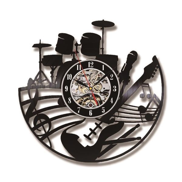 

wall clocks acoustic guitar clock musical instrument record with 7 color luminous led change home decor birthday gifts