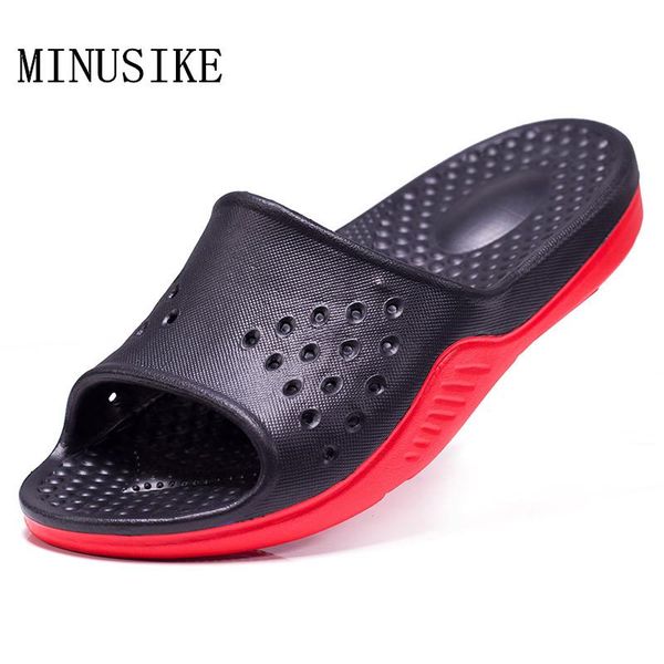 

slippers men shoes solid flat bath summer sandals indoor outdoor casual non-slip beach big size 48, Black