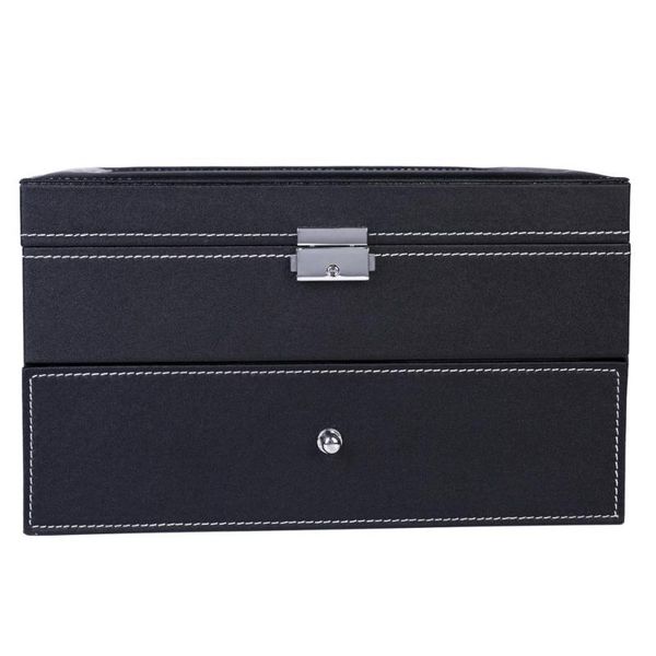 

[us-w]20 compartments dual layers elegant wooden watch collection box black cosmetic bags & cases