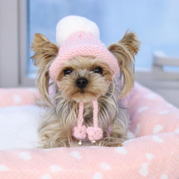 

dog apparel handgemaakte roze ring bells gebreide huisdieren winkel warm mooie hond hoeden voor katten maltese york