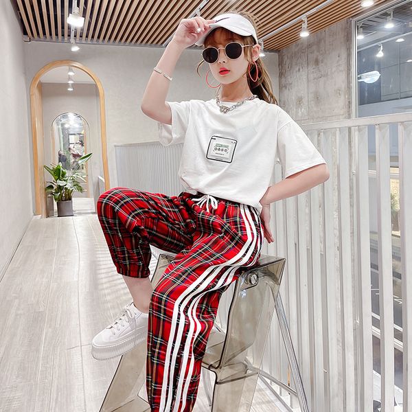 

girls t-shirt + pants sets kids spring autumn special teenagers outfitsÂ children clothing sets tracksuit sportswear, White