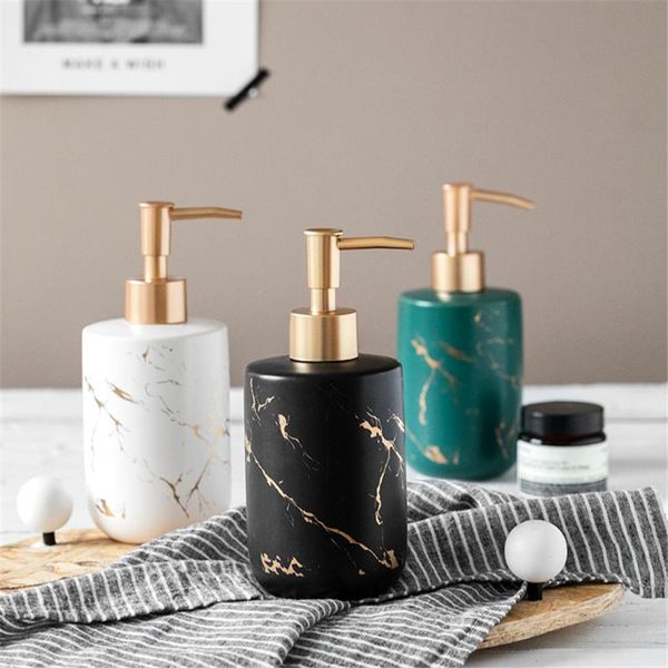 

liquid soap dispenser 400ml marbled ceramic shampoo bottles bathroom hair conditioner hand sanitizer empty refill sub-bottle