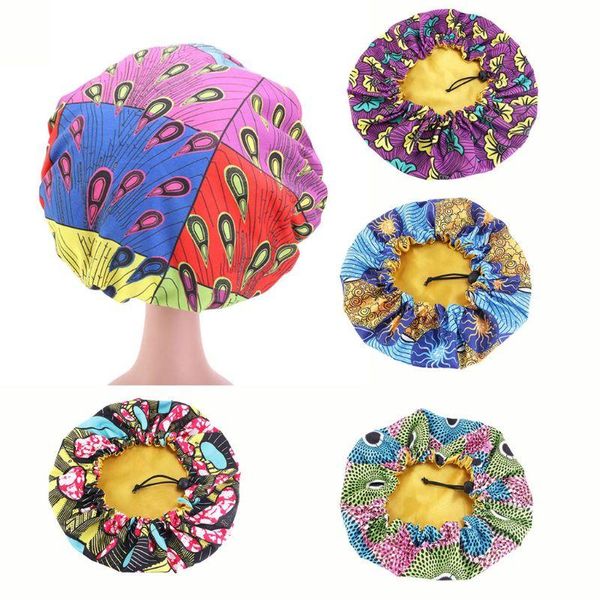 

caps & hats h05c fashion stain silky big bonnet for kids children sleep cap headwrap hat hair wrap accessories, Yellow