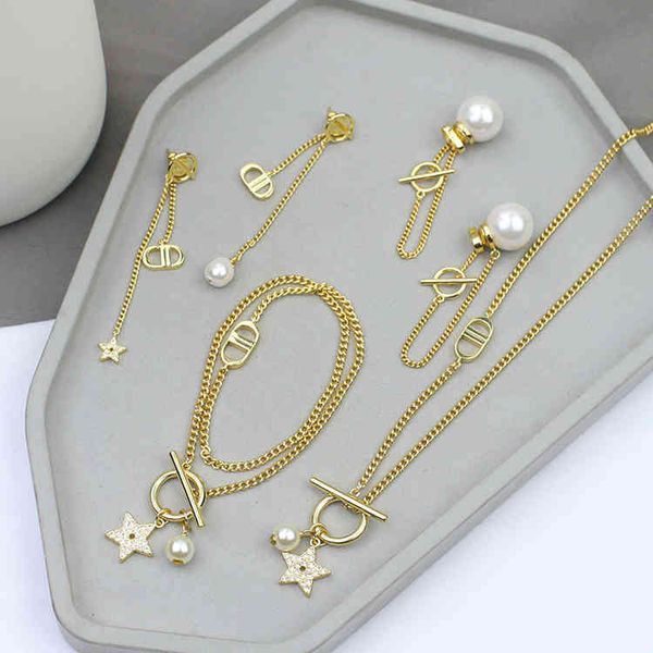 

70% off 2021 letter bracelet set star earrings new necklace, Black