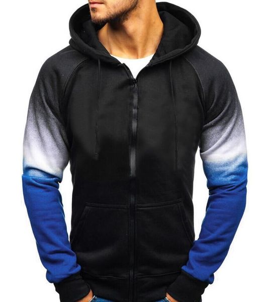 

men's hoodies 2021 printed hooded zipper poet sweater coat, Black