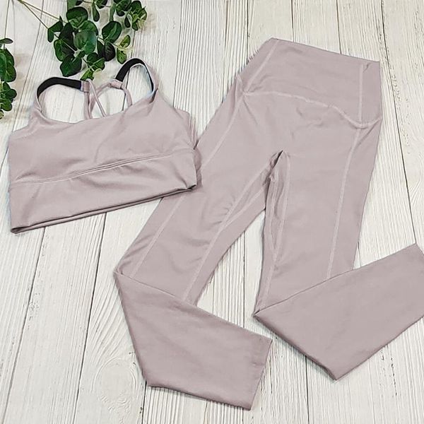 

naked-feel yoga leggings set women fitness suit for clothes high waist gym workout sportswear sports clothing women's two piece pants, White