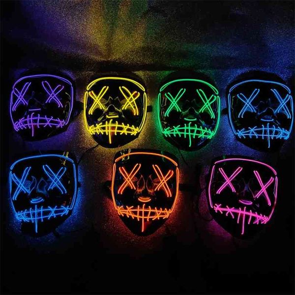 

cold light halloween mask led luminous black v with blood horror mask