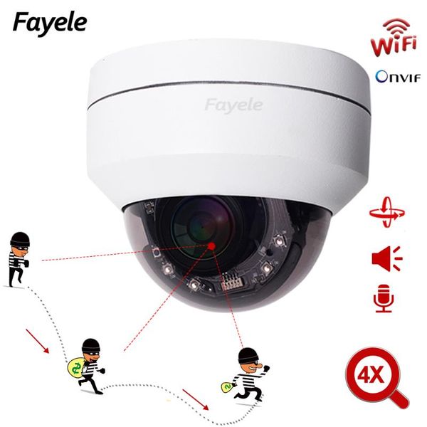 

home h.265 ir wireless auto tracking dome ptz camera 2mp hd wifi 1080p ip 4x digital zoom 50m 2-way audio sd p2p 25fps cameras