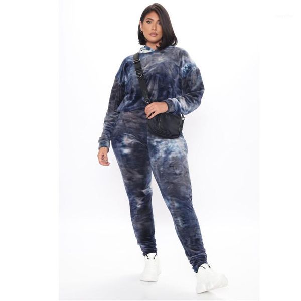 

hoodie set 5xl plus size tie dye tracksuit 2 two piece winter outfits crop women 2021 long sleeve sweatpants women's tracksuits, Gray