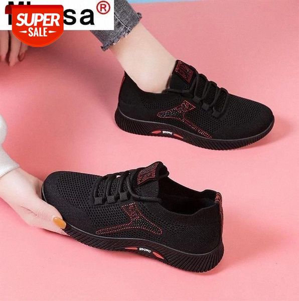 

2021 fashion women's shoes new comfortable breathable casual autumn mesh lace-up non-slip wear-resistant sneakers #904d