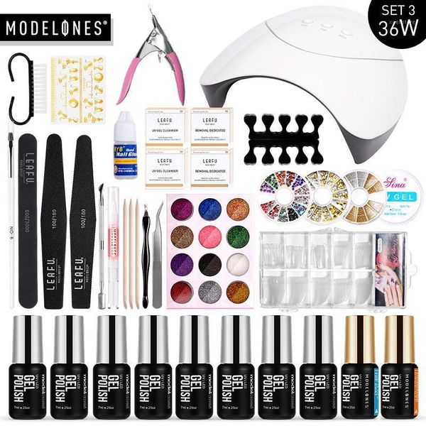 

led lamp dryer nail gel set for art tools semi permanent uv varnish smart senors cure manicure kits1