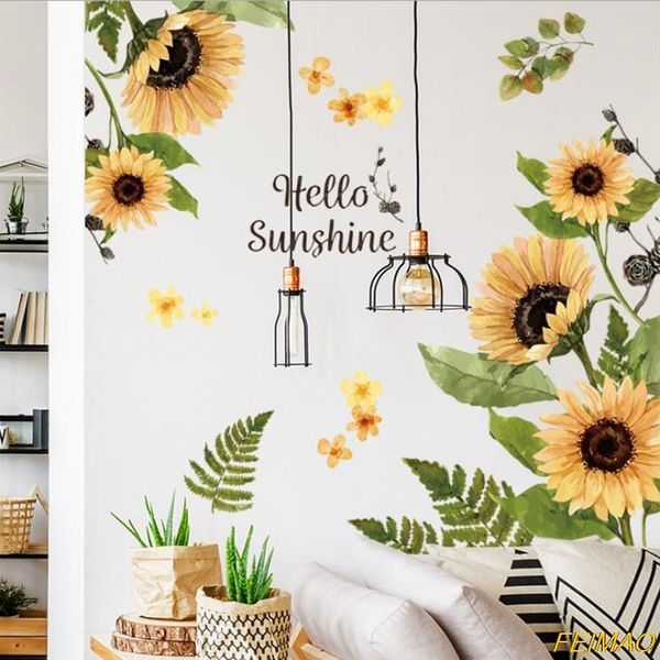 

gift wrap sunflower wall sticker glass decorative living room bedroom floral decor