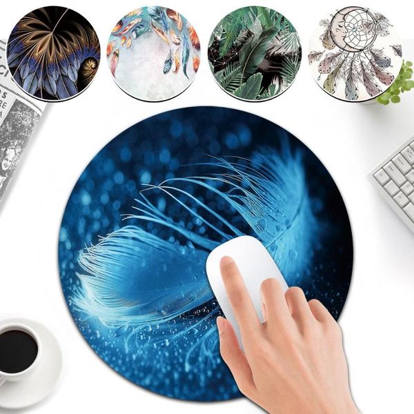 

mouse pads & wrist rests pu leather pad gaming mice mat desk cushion waterproof comfortable round shape 22x22cm universal