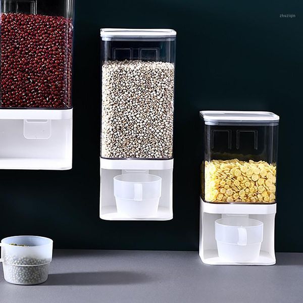 

storage bottles & jars sealed rice box cereal dispenser wall mounted dry food container boxes organizer for kitchen cooking #y5