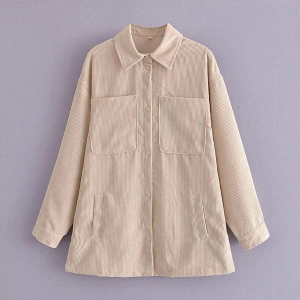 

women's jackets xikom 2021 women corduroy solid loose streetwear single breasted long sleeve coat female vintage office lady casual top, Black;brown