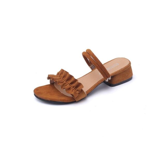 

summer word with sandals female middle and ruffled one shoes two, Black