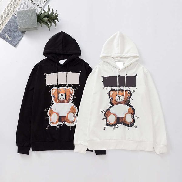 

2021aw men hoodies animal printing hooded long sleeve letters fashion street style women sweatshirts m-2xl, Black