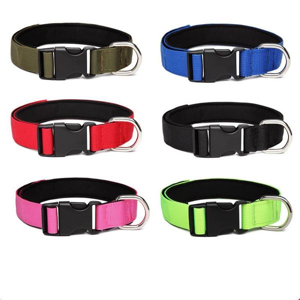 

dog collars & leashes solid nylon collar with quick snap buckle for small medium large dogs necklace pet cat accessories
