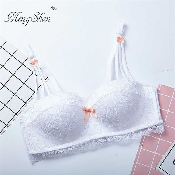 

women bra lace rimless bra small chest half cup butterfly-knotted underwear comfortable and breathable lingerie femme 211110, Red;black