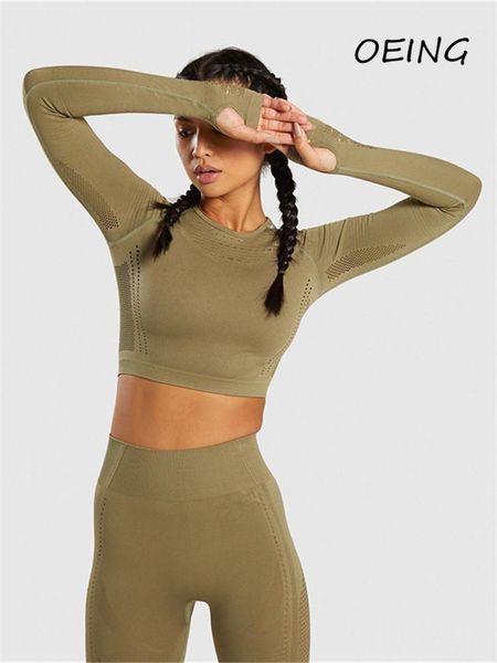 

yoga outfit entgoing women 2 piece set gym workout clothing leggings seamless long sleeve crop sets