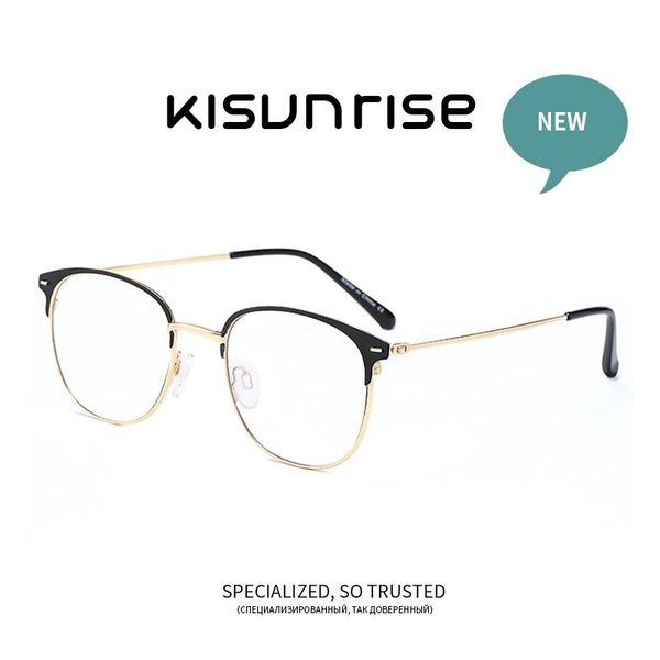 

sunglasses kisunrise anti-blue light prescription glasses men women optical round metal frame ks0780, White;black
