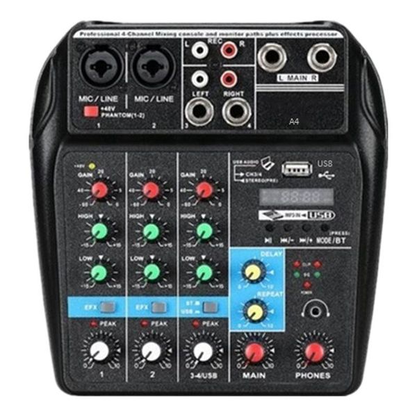 

sound cards audio mixer 4 channels with usb reverb effect bluetooth card function(eu plug)