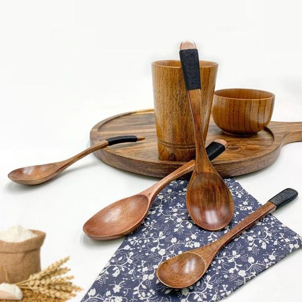 

spoons natural wooden spoon & fork dinner tool rice soups utensil cereal handmade home tableware dinnerware cutlery for kicthen