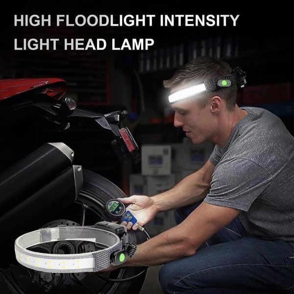 

headlamps cob light band headlamp 3-mode strip headlight rechargeable head torch waterproof car repair work for camping fft