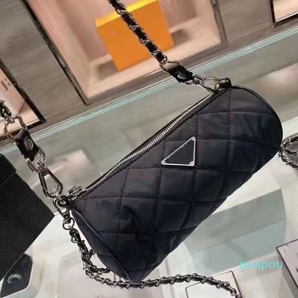 

designer shoulder bag pu leather ladies handbag fashion chain rhombus cylinder messenger bags two materials available