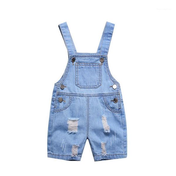 

jumpsuits girls bib shorts pants kids cotton casual jumpsuit girl fashion denim overalls summer toddler boys ripped1, Blue