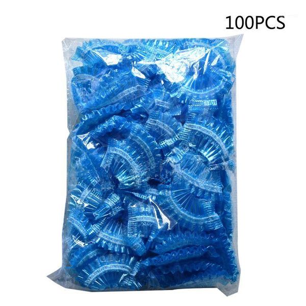 

berets 100pcs thickened disposable plastic waterproof ear protector cover cap salon hairdressing dye shield earmuffs shower tool, Blue;gray