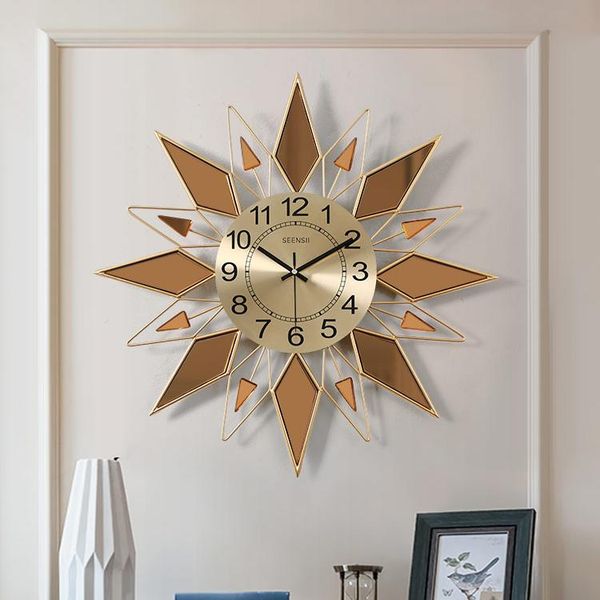 

wall clocks luxury large clock metal golden simple silent living room watch nordic relogio parede home decor modern design mm60wc