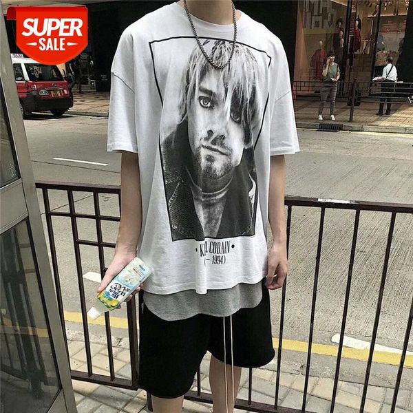 

fog fear of god kurt cobain rock band retro portrait print short sleeve t-shirt #bo8d, White;black