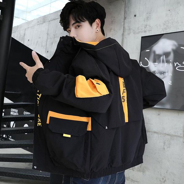 

men's jackets oversize m-5xl 2021 cool casual men patchwork streetwear windbreaker coat autumn male outwear hiphop spring clothes, Black;brown