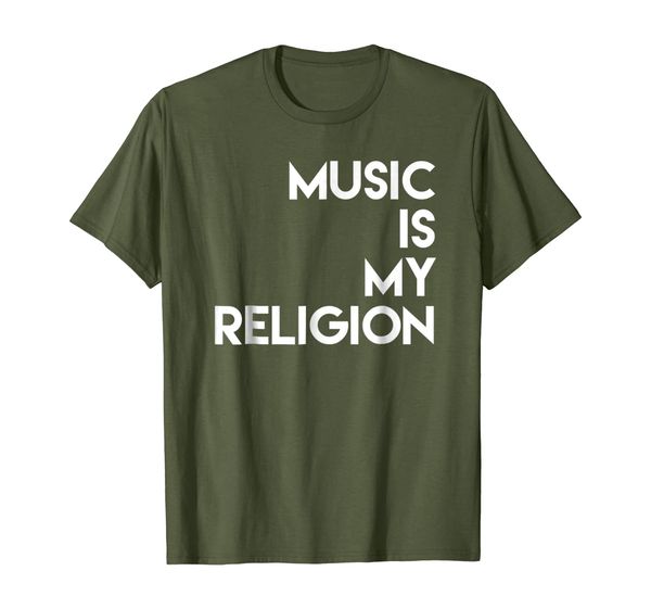 

music is my religion t-shirt, White;black