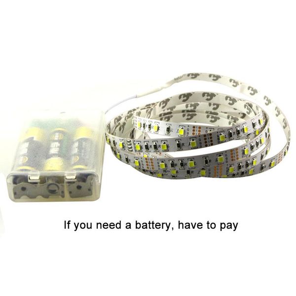 

led strip light no-waterproof 5v 1m/2m/3m/4m/5m 3528 flexible tape string with battery box pc tv background super bright strips