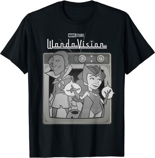 

wandavision retro cartoon tv logo t-shirt size s-5xl, White;black