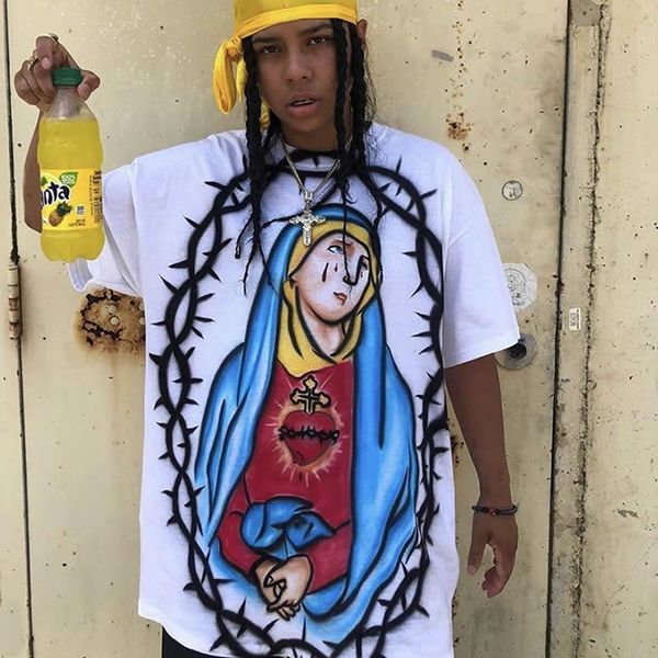 

rap hip hop rock rapper women y2k jesus hand painted graffiti gothic, White
