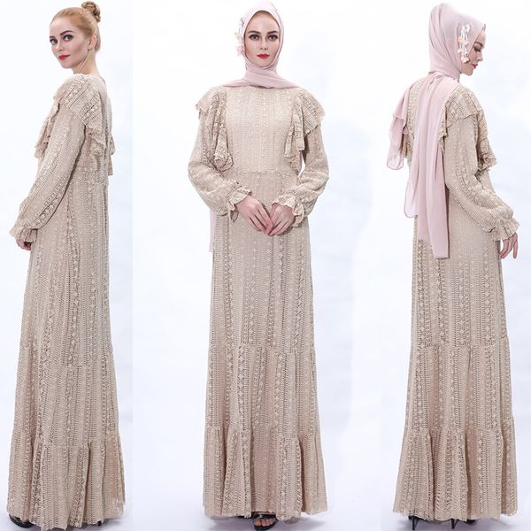 

Muslim Hijab Dress Abaya Dubai Lace Abayas for Women Turkey Kaftan Caftan Robe Vestidos Largos Djellaba Femme Islamic Clothing