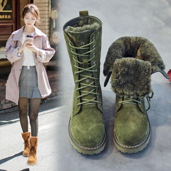 

boots leather snow women winter platform, Black