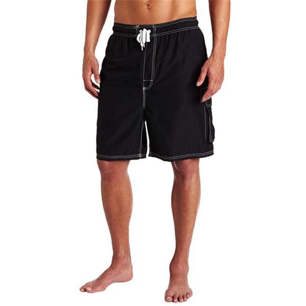 

men summer solid color anti-theft pocket loose-fitting show line shorts surf quick dry casual daily #4r06 men's, White;black