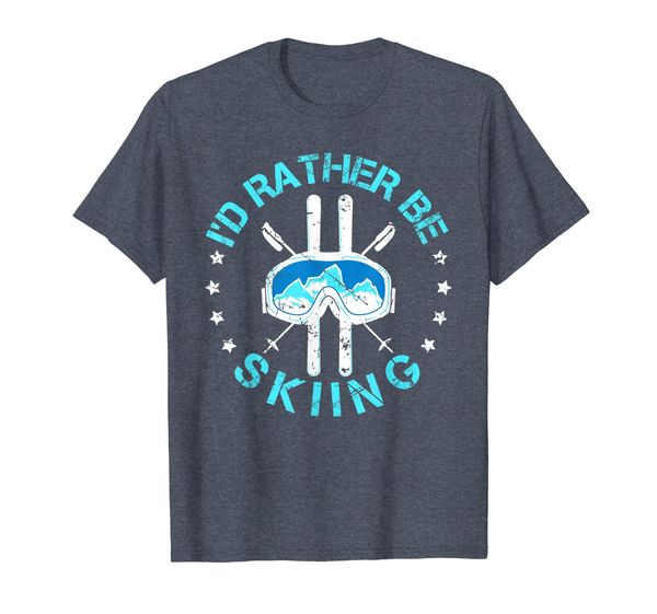 

i'd rather be skiing t-shirt - ski quote, White;black