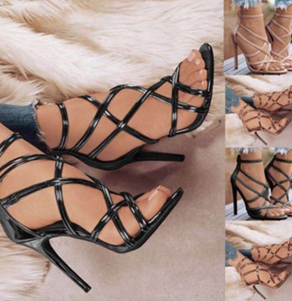 

high heel sandals women thin large women's sho fashion, Black