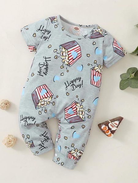 

baby popcorn and slogan jumpsuit she, Blue
