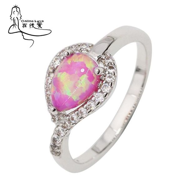 Обручальные кольца элегантные фиолетовые свадебные пожары опал серебряный кольцо с серединой пальцы для женщин аксессуары