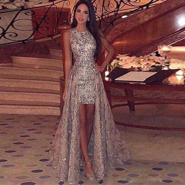 

luxury party evening dress women's sequin evening split, Black