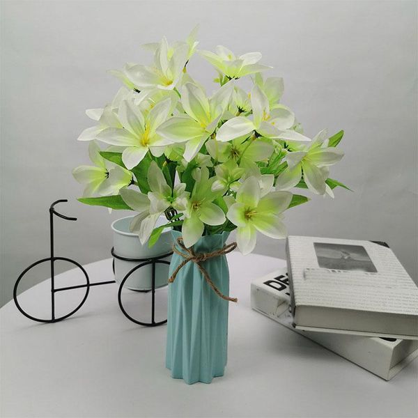 

heads artificial lily silk flowers for home decoration wedding bouquet bride fake flower faux living room decorative & wreaths