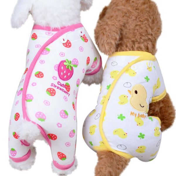 

dog apparel jumpsuits pet products supplies rompers night wear print button short sleeve soft cute cartoon 2021