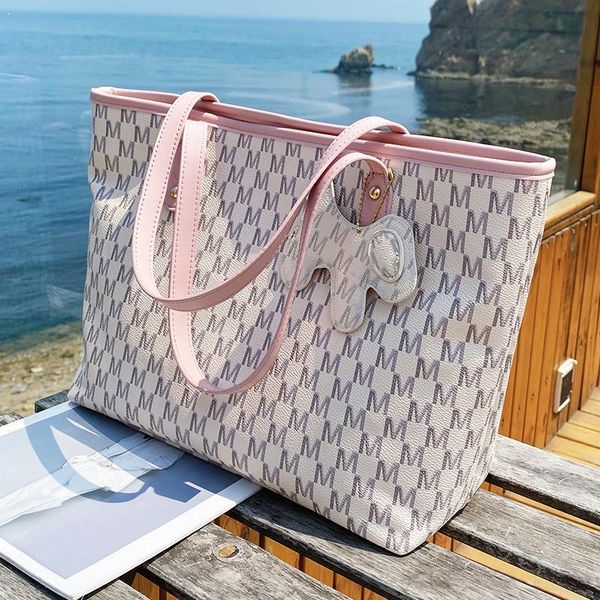 

evening bags contrast color large tote bag 2021 high-quality pu leather women's designer handbag high capacity shoulder shopping